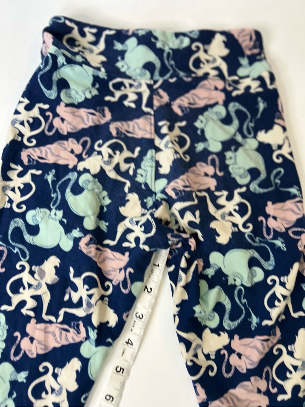 LuLaRoe Disney Aladdin Leggings Tween Size Navy Genie Rajah Abu Print - Picture 5 of 5